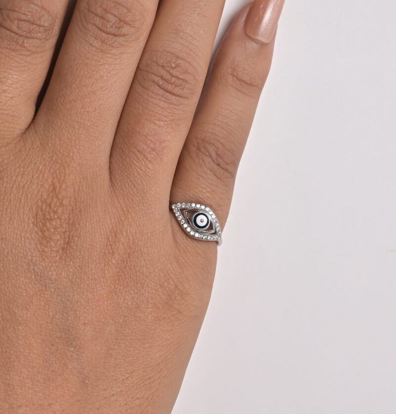 Radiant Evil Eye Protection Silver Ring