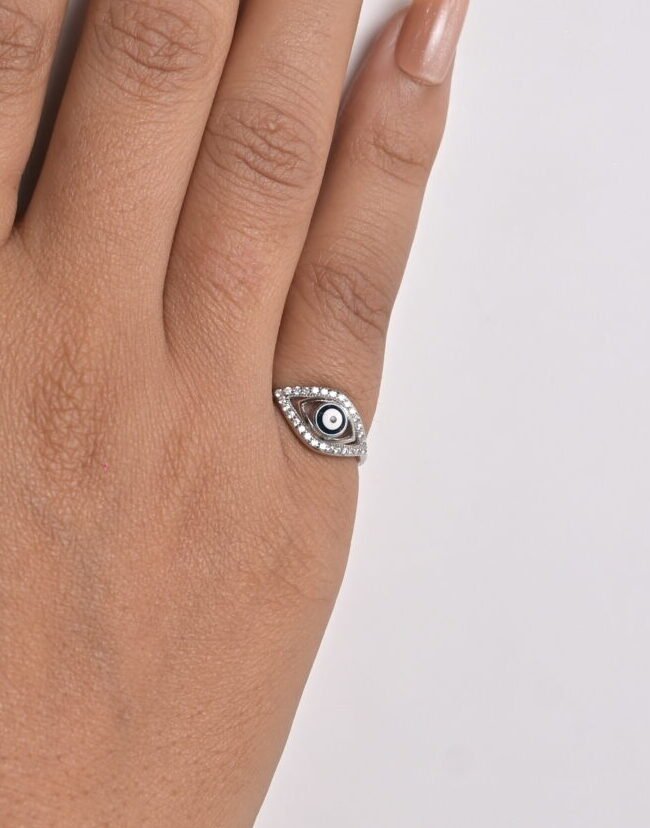 Radiant Evil Eye Protection Silver Ring