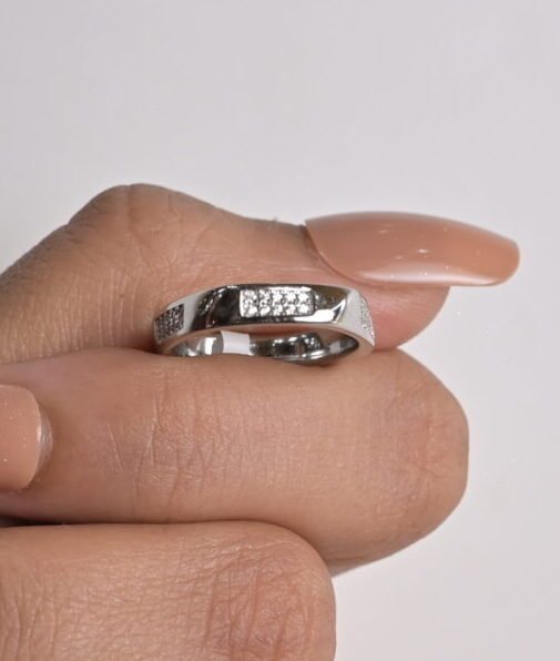 Sleek Engraved Silver Band Ring