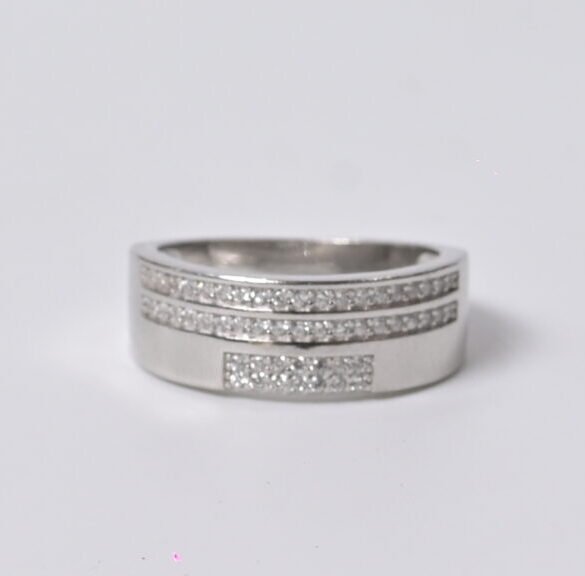 Regal Multi-Row Pave Men's Silver Ring