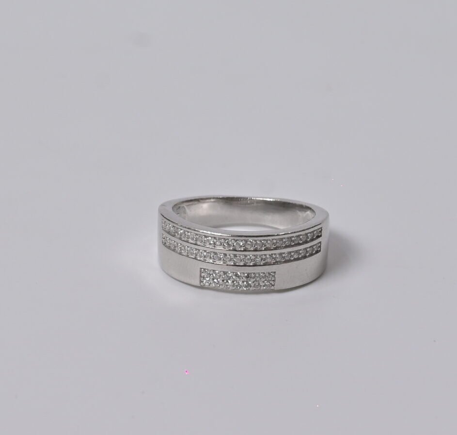 Regal Multi-Row Pave Men's Silver Ring