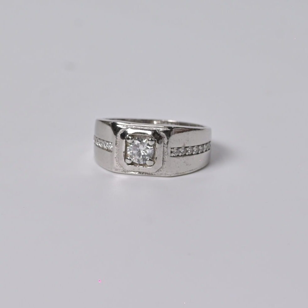 Executive Bezel Solitaire Men's Silver Ring