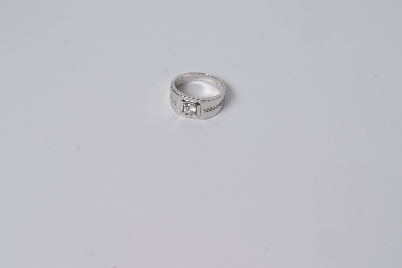 Executive Bezel Solitaire Men's Silver Ring