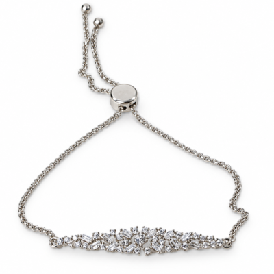 Radiant Cluster Pave Slider Silver Bracelet