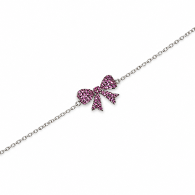Dainty Pave Bow Silver Bracelet