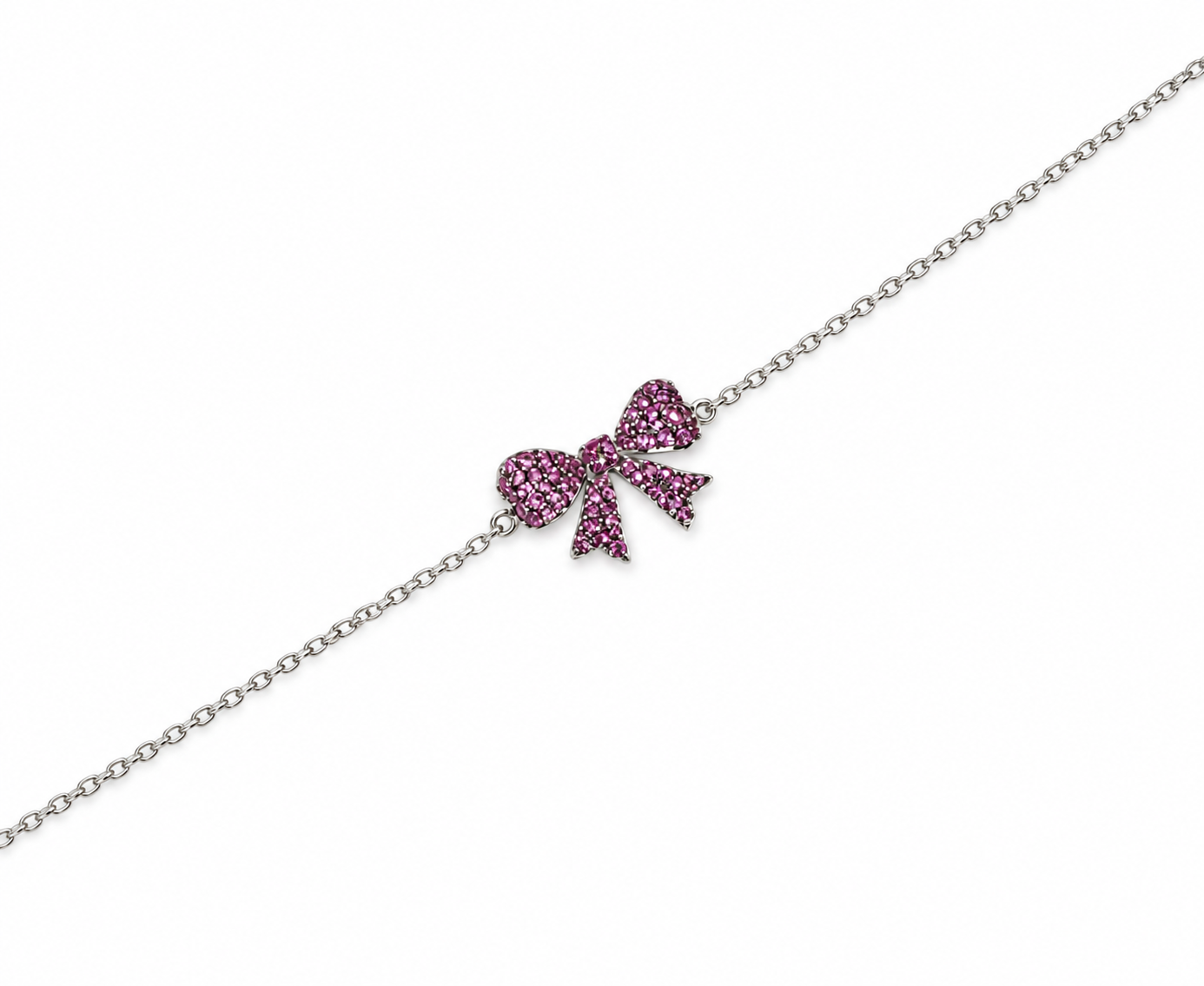Dainty Pave Bow Silver Bracelet