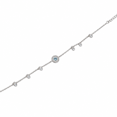 Evil Eye & Dainty Drop Silver Bracelet