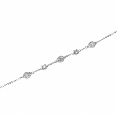 Dainty Station Pave Silver Bracelet
