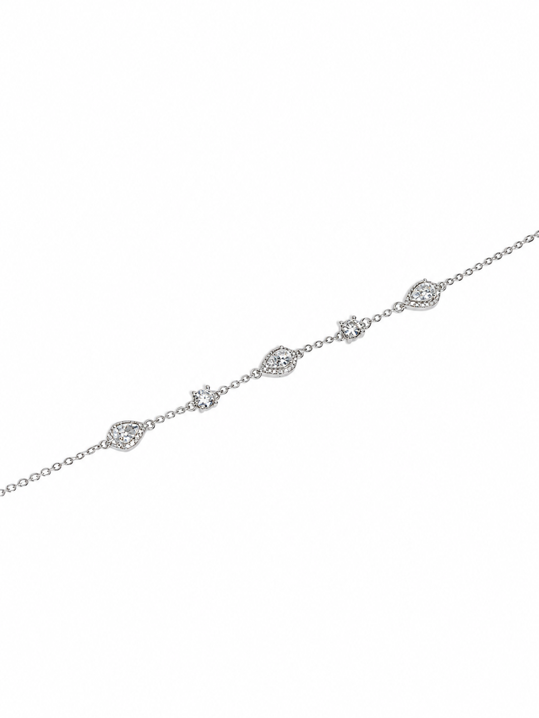 Dainty Station Pave Silver Bracelet