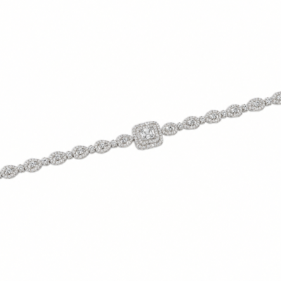 Regal Emerald-Cut Pave Silver Bracelet