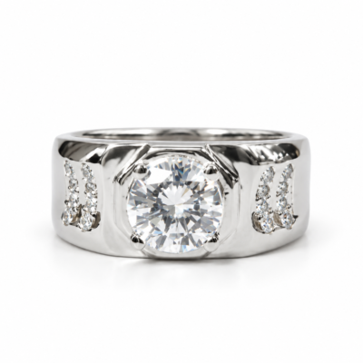 Regal Solitaire Men’s Silver Ring