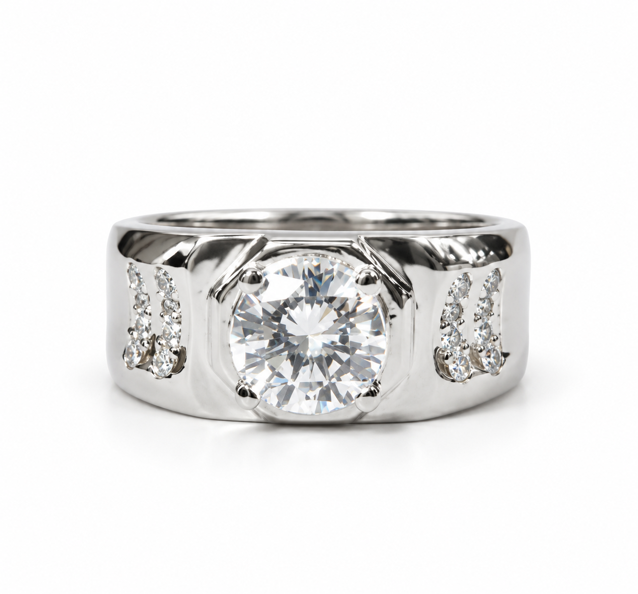 Regal Solitaire Men's Silver Ring