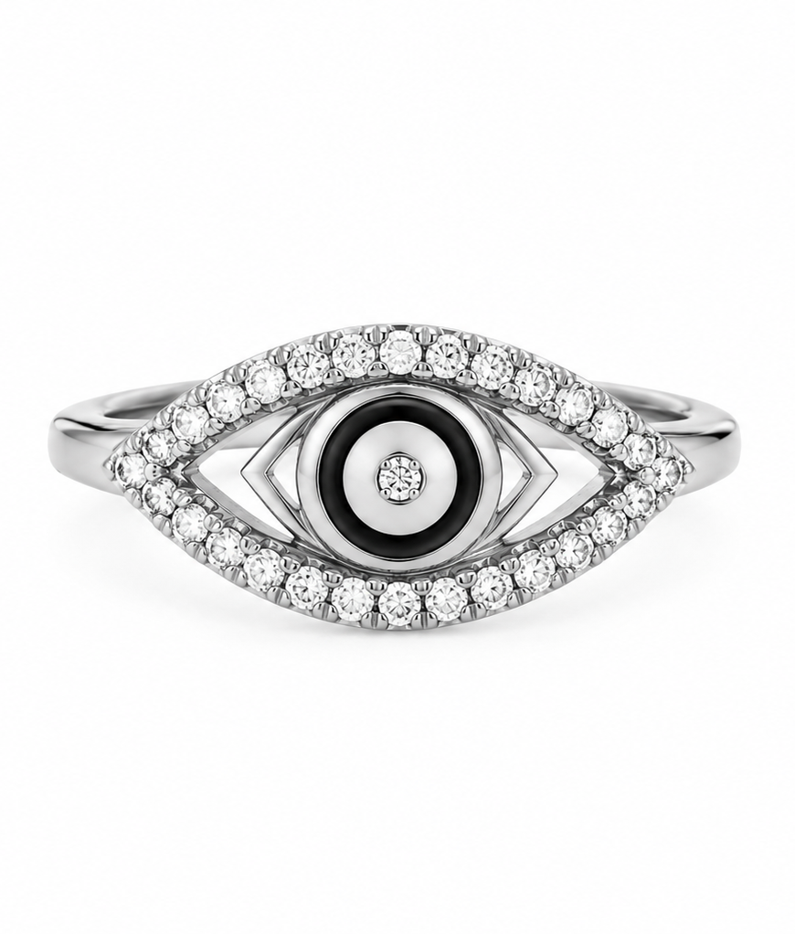 Radiant Evil Eye Protection Silver Ring