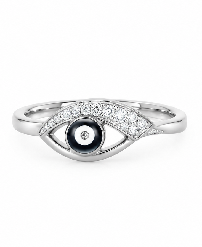 Charmed Evil Eye Protection Silver Ring