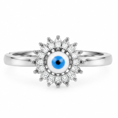 Radiant Evil Eye Protection Silver Ring