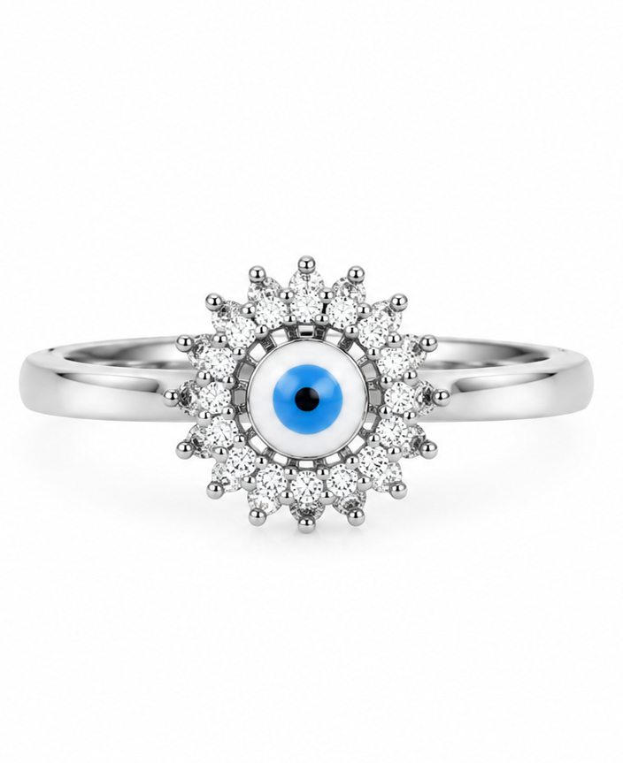 Radiant Evil Eye Protection Silver Ring