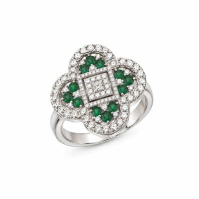 Regal Clover Emerald Cocktail Ring