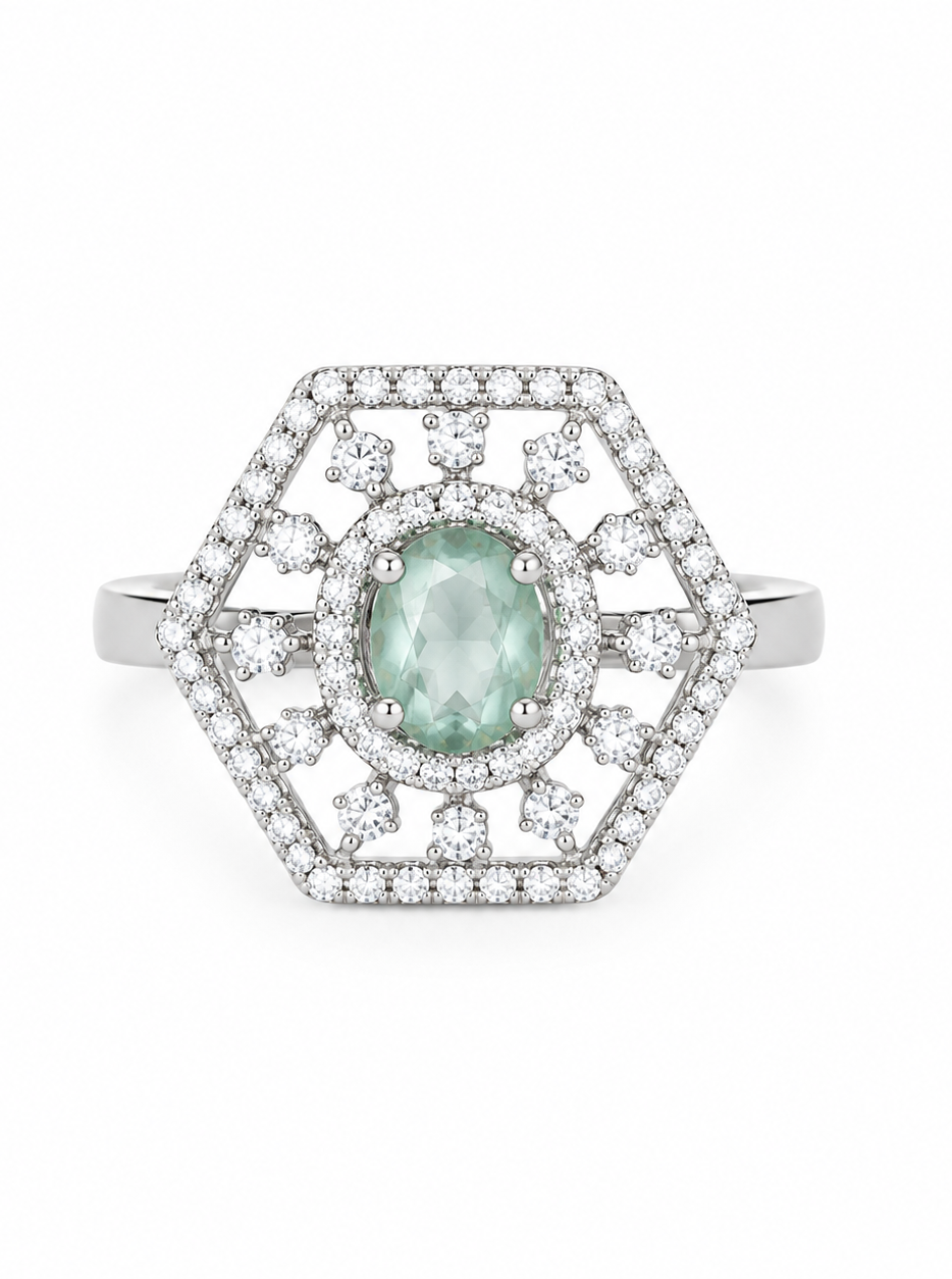 Regal Geometric Mint Cocktail Ring