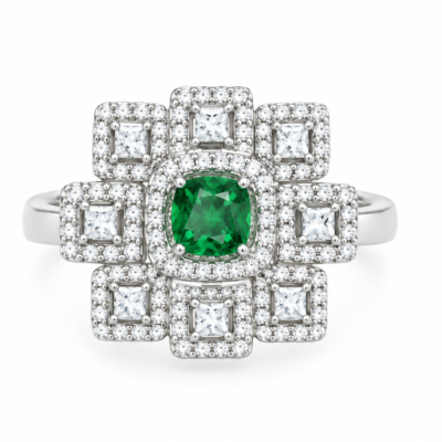 Regal Emerald Cluster Cocktail Ring