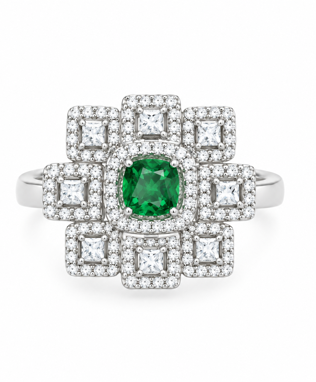 Regal Emerald Cluster Cocktail Ring