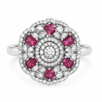 Royal Ruby Cluster Cocktail Ring