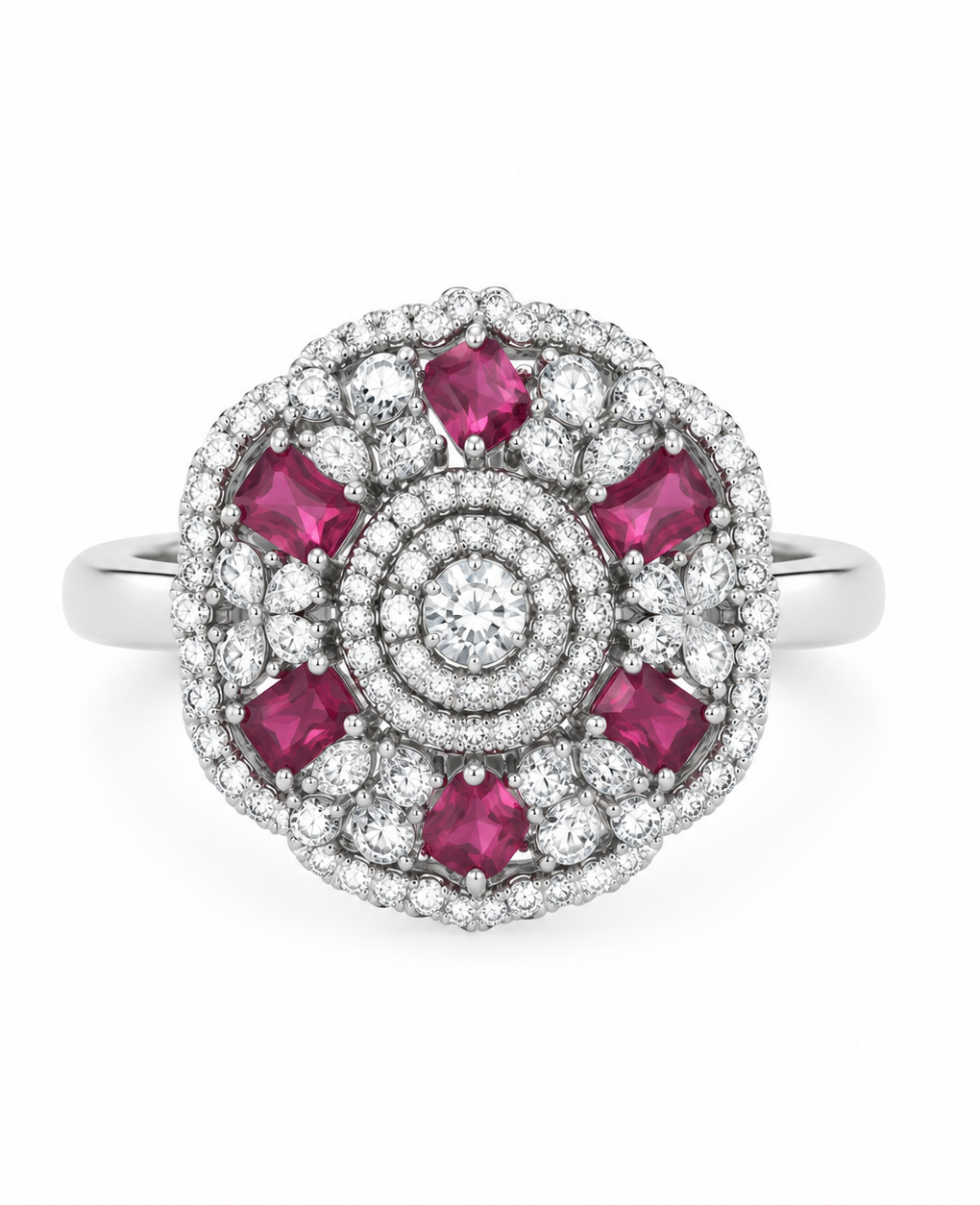 Royal Ruby Cluster Cocktail Ring