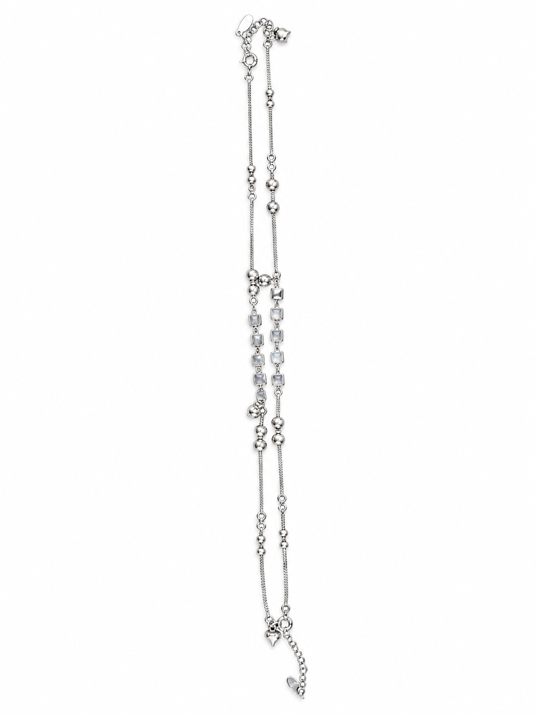 Geometric Square Station Silver Anklet