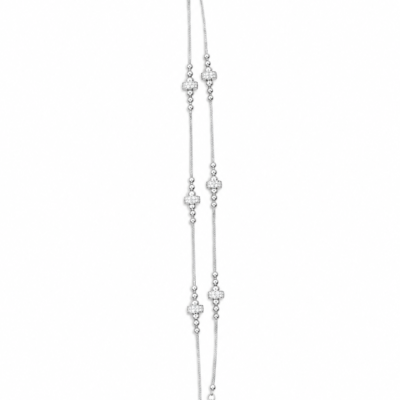 Radiant Station Bead Pave Silver Anklet