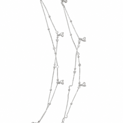 Celestial Star & Heart Silver Anklet