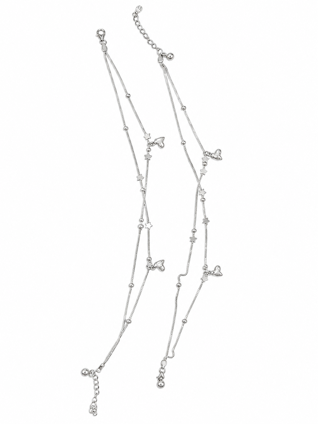 Celestial Star & Heart Silver Anklet