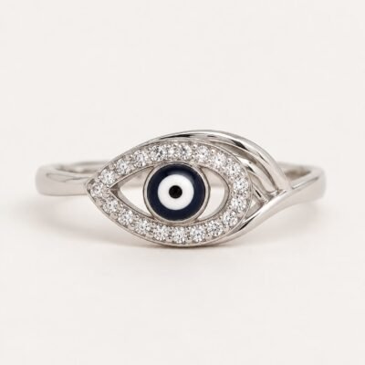 Elegant Evil Eye Protection Silver Ring
