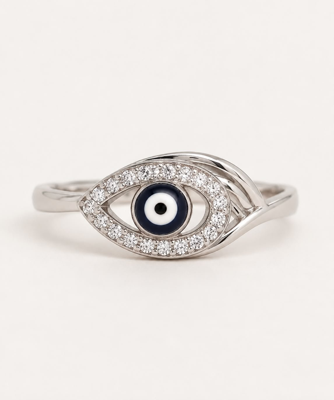 Elegant Evil Eye Protection Silver Ring