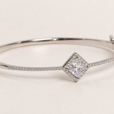 Radiant Square Solitaire Silver Bracelet