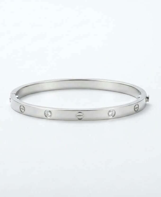 Classic Screw-Motif Silver Bracelet
